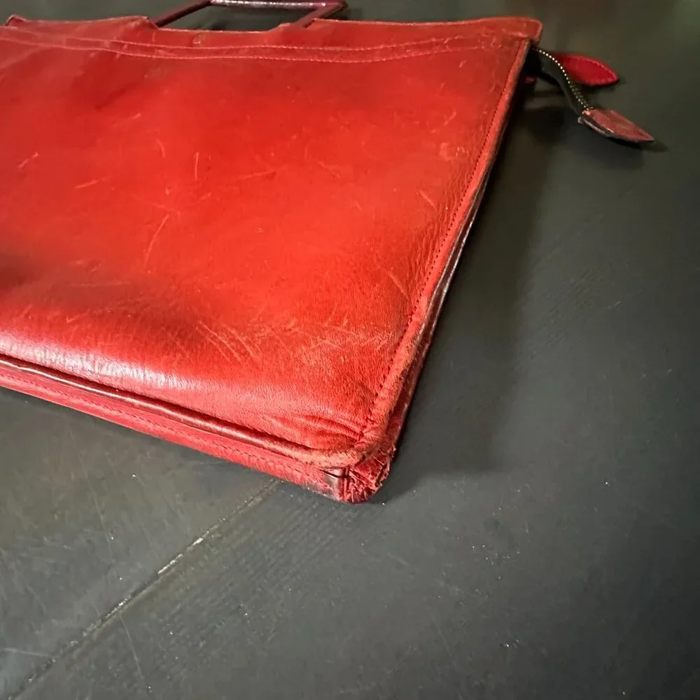 👜 Vintage Mark Cross Red Leather Briefcase / Laptop Bag